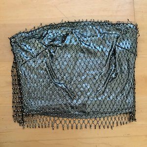 AKIRA Silver Metallic Rhinestone Tube Top